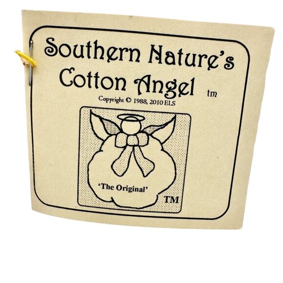 Southern Natures Cotton Angel Ornament Handcrafted w Pink Ribbon Christmas - Picture 4 of 6